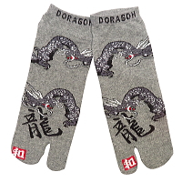 お祭り！和柄5本指ソックス！ドラゴン（グレー）